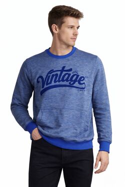 Blusão Masculino Moletom Azul com Bolso Canguru Six One Algodão