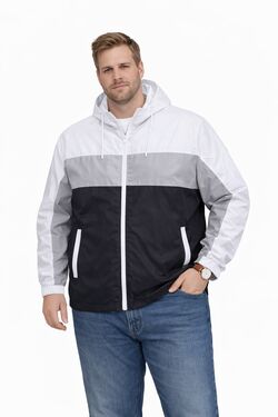 Jaqueta Corta Vento Plus Size com Capuz Nylon Leve Zíper Frontal