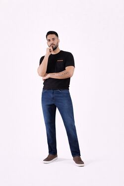 Calça Jeans Masculina Skinny Plus Size Six One com Elastano – Azul Escuro