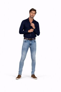 Calça Jeans Masculina Slim Destroyed Villa Forte Azul Claro com Elastano