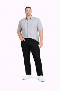 Calça Skinny Plus Size Masculina Sarja Preto Stretch R Sete Conforto Premium