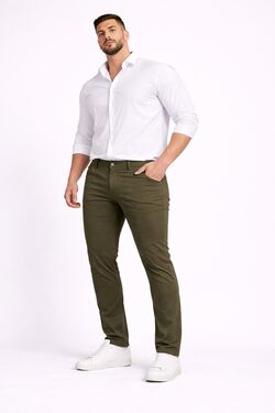 Calça Sport Plus Size Masculina Sarja Cacto Stretch Diâmetro Tradicional