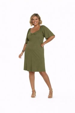Vestido Plus Size Ribana Canelado Verde Secret com Lurex