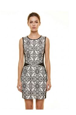 Vestido Tubinho Feminino La Rossi Preto e Off White Justo Elegante - 54311