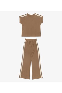Conjunto Feminino Endless Pantalona com Faixa Lateral em Viscose com Elastano – Elegante  - 54427
