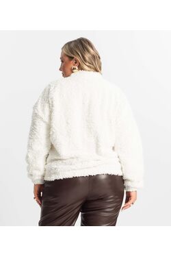 Jaqueta Feminina Pelo Sintético Estilo Alpaca Secret Glam – Quente, Macia e Moderna - 54428