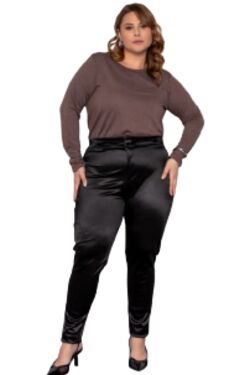 Blusa Feminina Plus Size Lã Básica Jagar Manga Longa do G ao G4