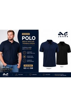 Polo Masculina Plus Size G3 ao G6 Meia Malha Trabalhada You Size - 54508