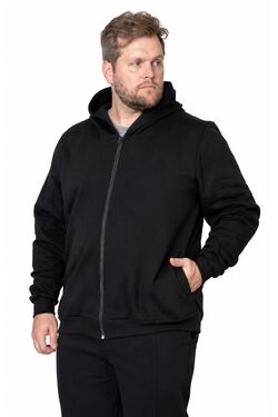 Jaqueta Masculina Plus Size com Capuz You Size Preta G4 ao G6 Moletom com Zíper