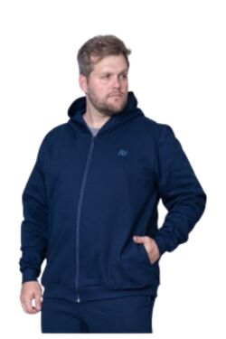 Jaqueta Masculina Plus Size com Capuz You Size Marinho G4 ao G6 Moletom com Zíper