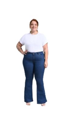 Calça Jeans Feminina Flare Plus Size Shyros com Elastano 48 ao 56
