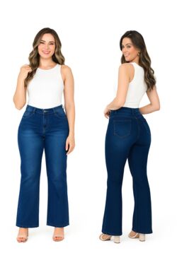Calça Jeans Feminina Flare Azul Muito Mais – Cintura Intermediária – Veste até 52 - 54640