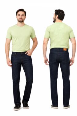 2 - Calça Jeans Masculina Reta Muito Mais – Veste Até 52 - Jeans Escuro - 54658