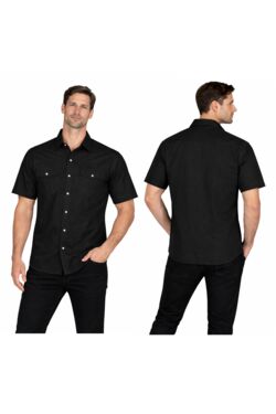 Camisa Works Plus Size Manga Curta Sarja Dois Bolsos Wrangler Preta - 54667