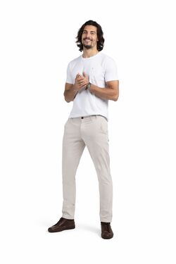 5 - Calça Chino Masculina Slim Sarja Cru Lee com Elastano