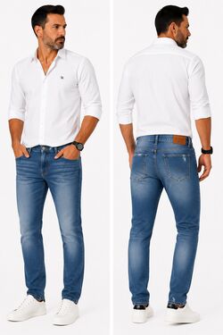 Calça Jeans Masculina Just Fit La Rossi Azul Médio com Elastano