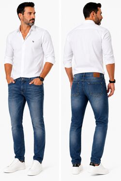 Calça Jeans Masculina Just Fit La Rossi Azul Médio com Elastano