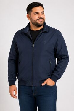 Jaqueta Bomber Masculina Plus Size Enrico Rossi Leve com Forro Preto e Marinho